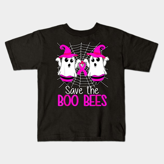 Save The Boo Bees Ghost Halloween Breast Cancer Awareness Kids T-Shirt by everetto